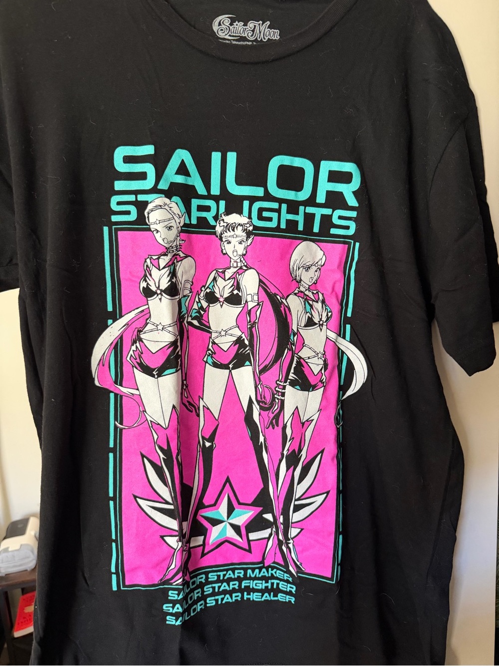 Sailor Moon Salior Starlights Graphic Tee - Black with Pink & Teal